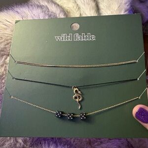 Wild Fable Gold and Black Layered Necklace Trio